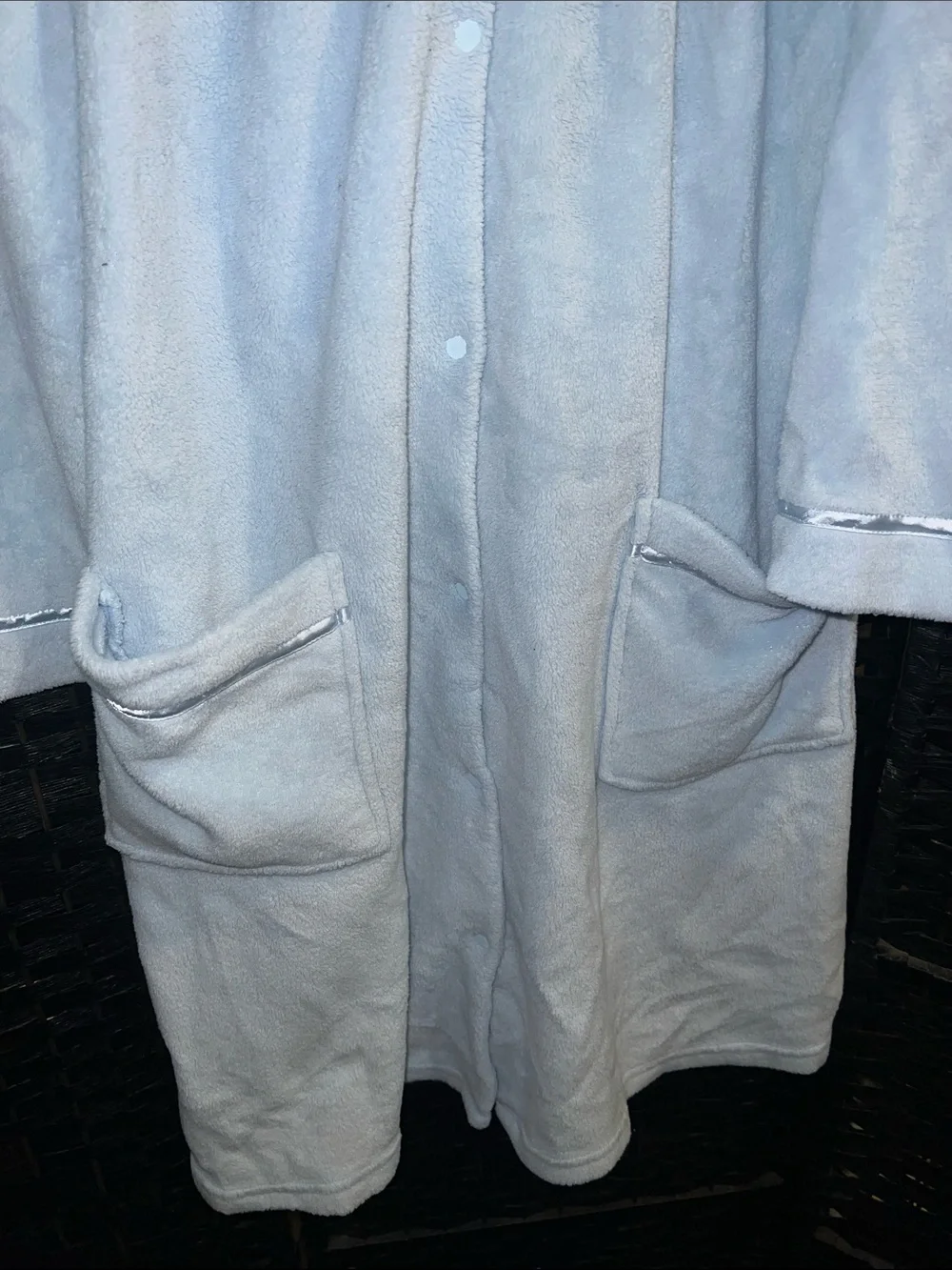 Jasmine intimate, petite small Light Blue Embroidered Fleece bottom up robe